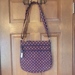 Vera Bradley Stylish Orange and Blue Patterned Women's Crossbody Bag